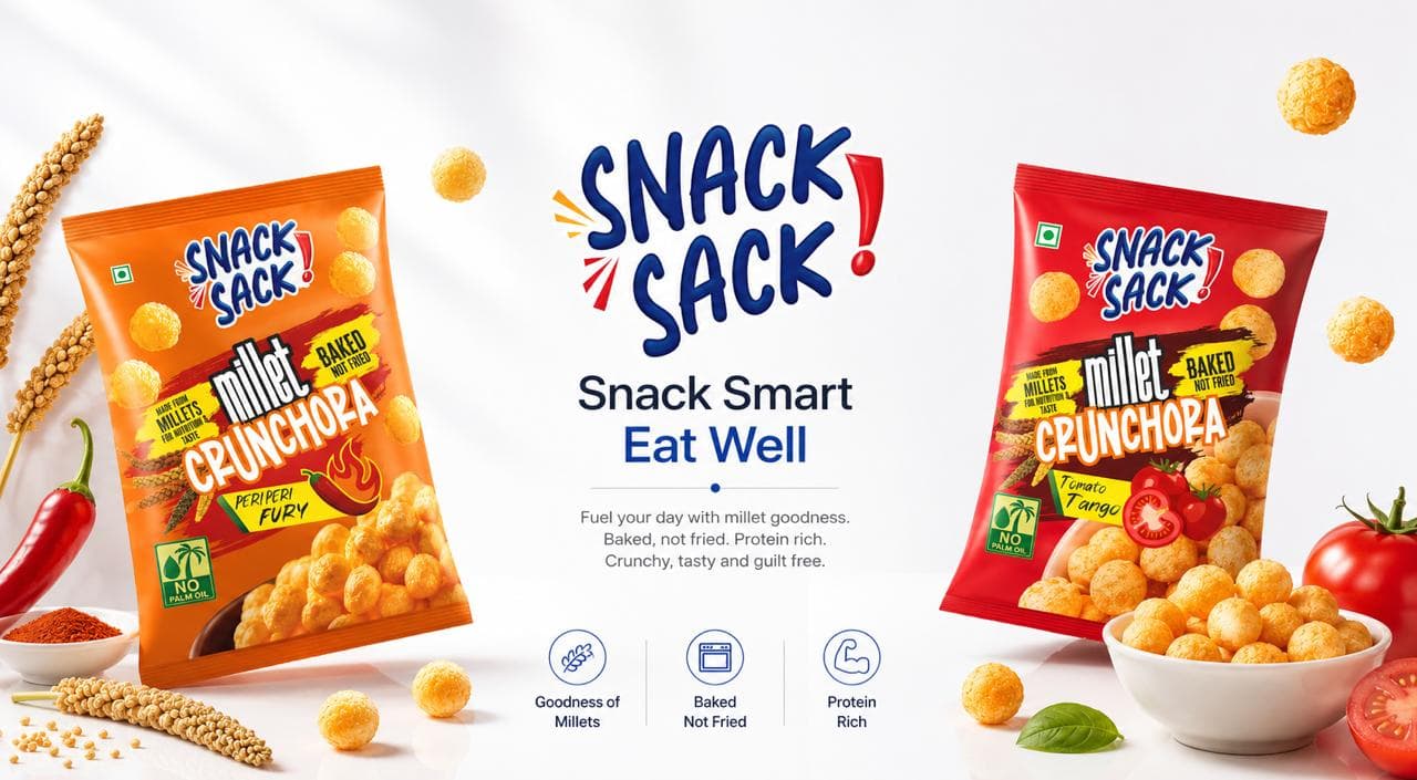 Snack Sack millet snacks — Crunchora Peri Peri and Tomato Tango